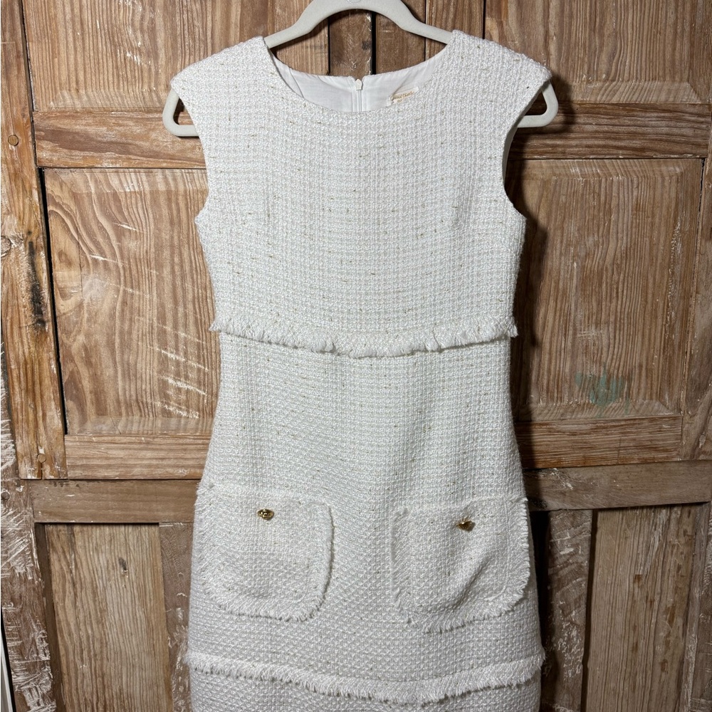 Elegant White Tweed Dress